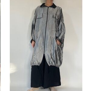 Ouiset Vintage 80s Silver Reflective Trench